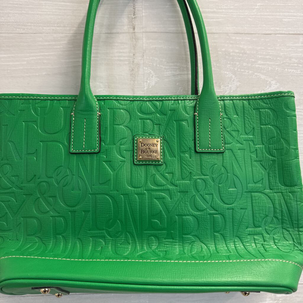 Dooney and Bourke Green Retro Embossed Russel Tote Purse