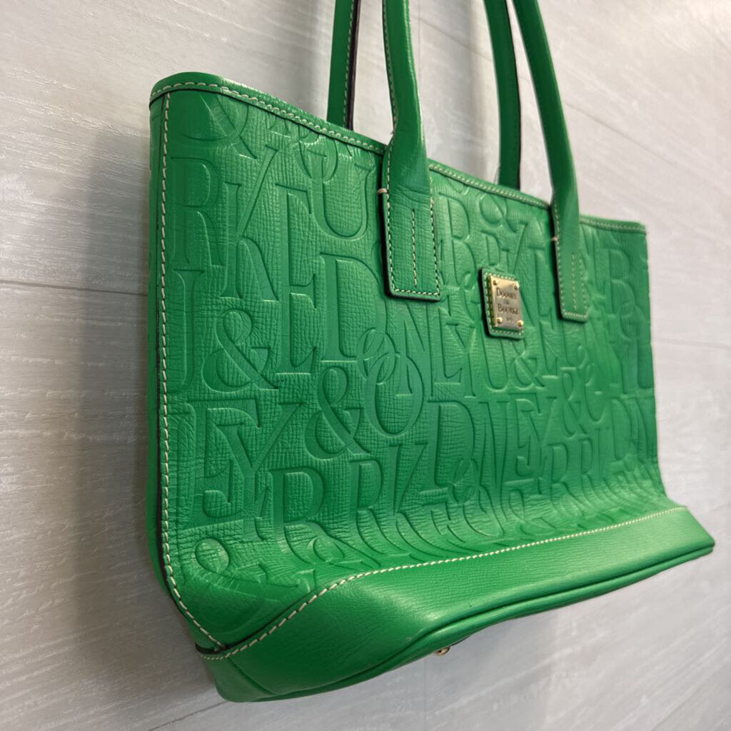 Dooney and Bourke Green Retro Embossed Russel Tote Purse