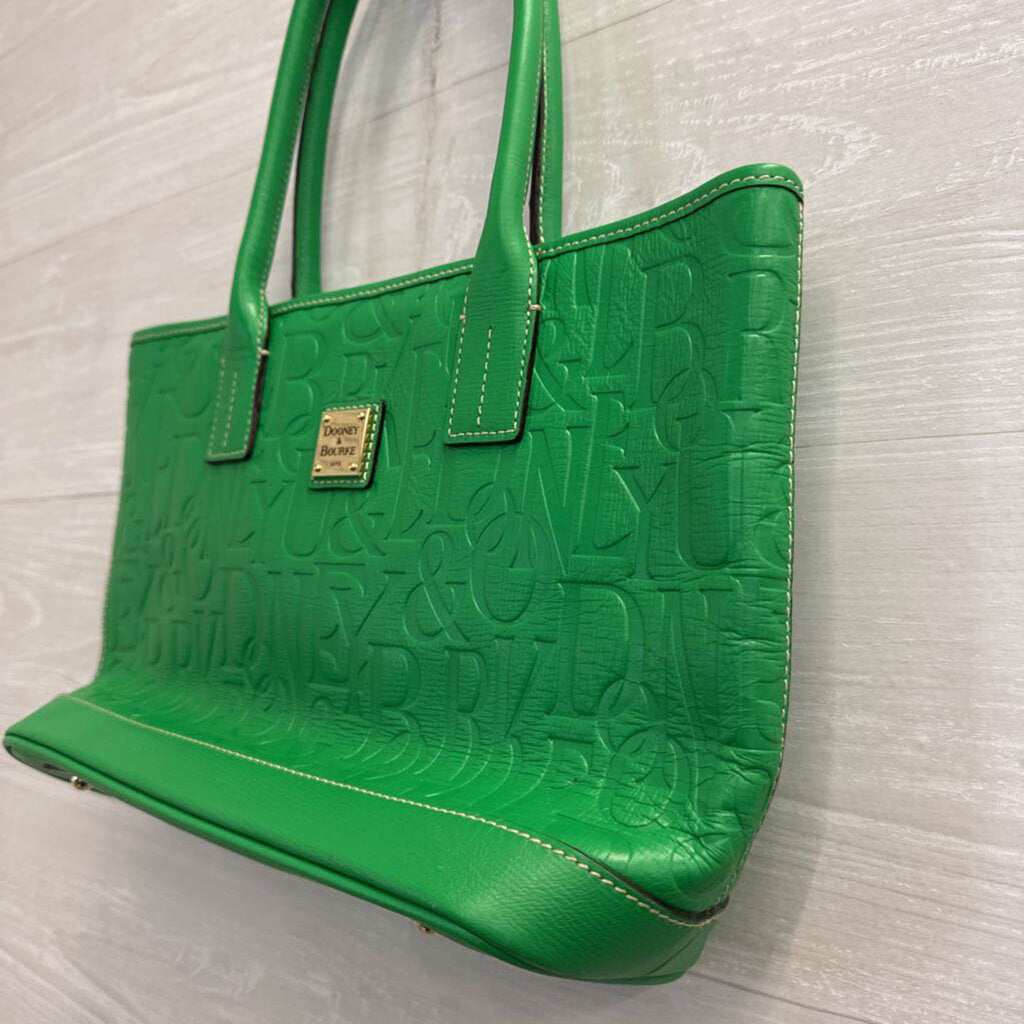 Dooney and Bourke Green Retro Embossed Russel Tote Purse