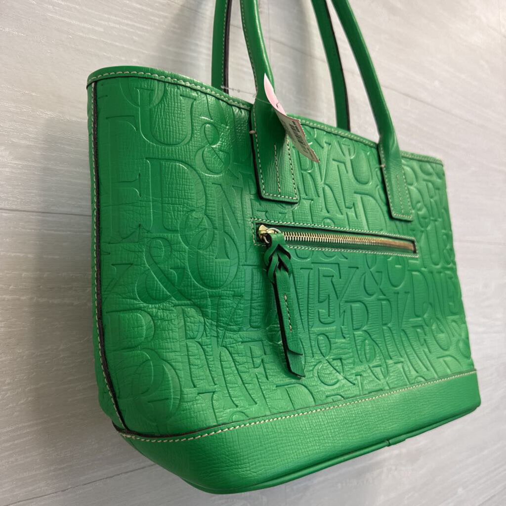 Dooney and Bourke Green Retro Embossed Russel Tote Purse