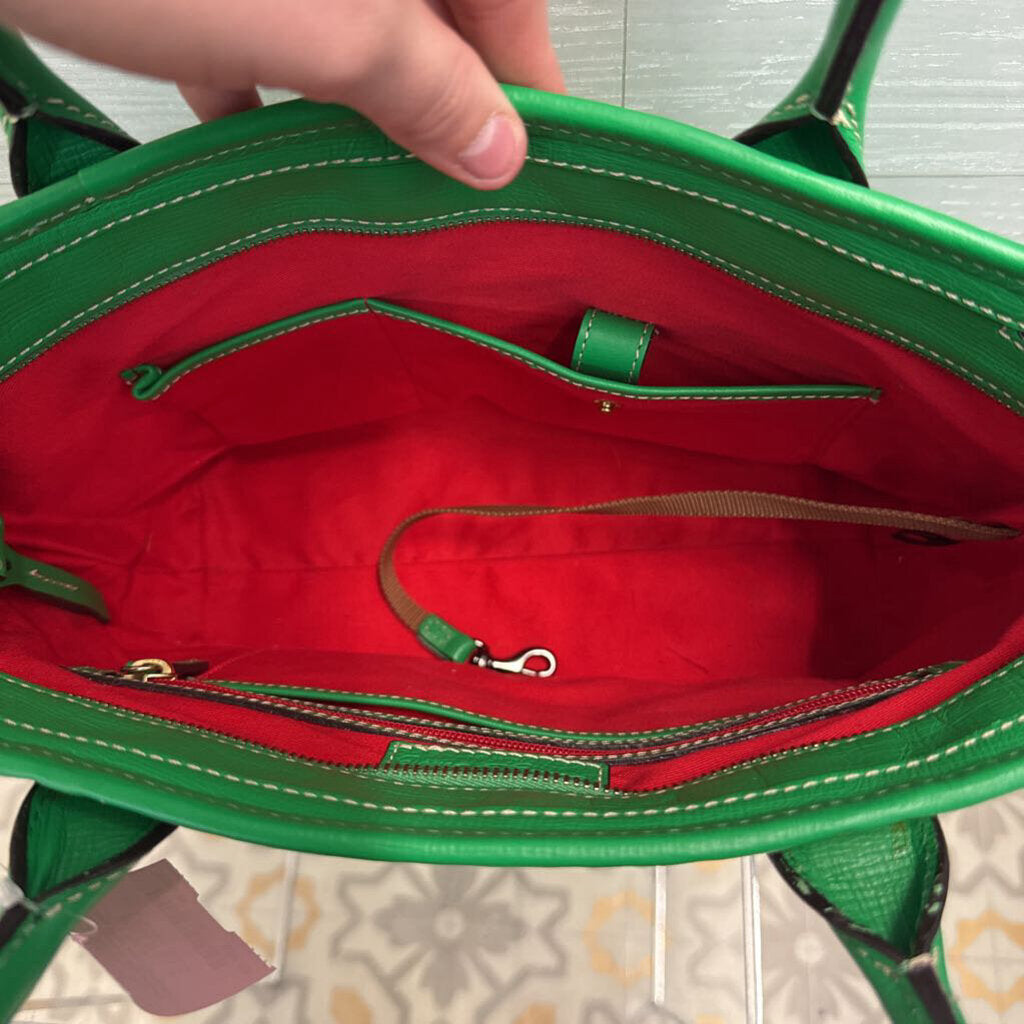 Dooney and Bourke Green Retro Embossed Russel Tote Purse