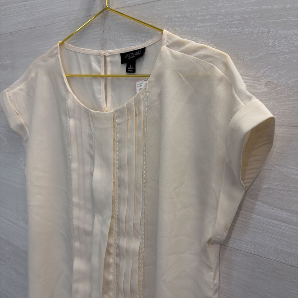 Jason Wu for Target Cream Short Sleeve Pleated Front Top Large