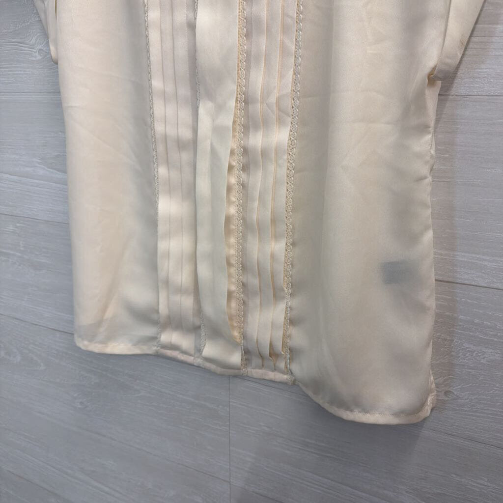 Jason Wu for Target Cream Short Sleeve Pleated Front Top Large