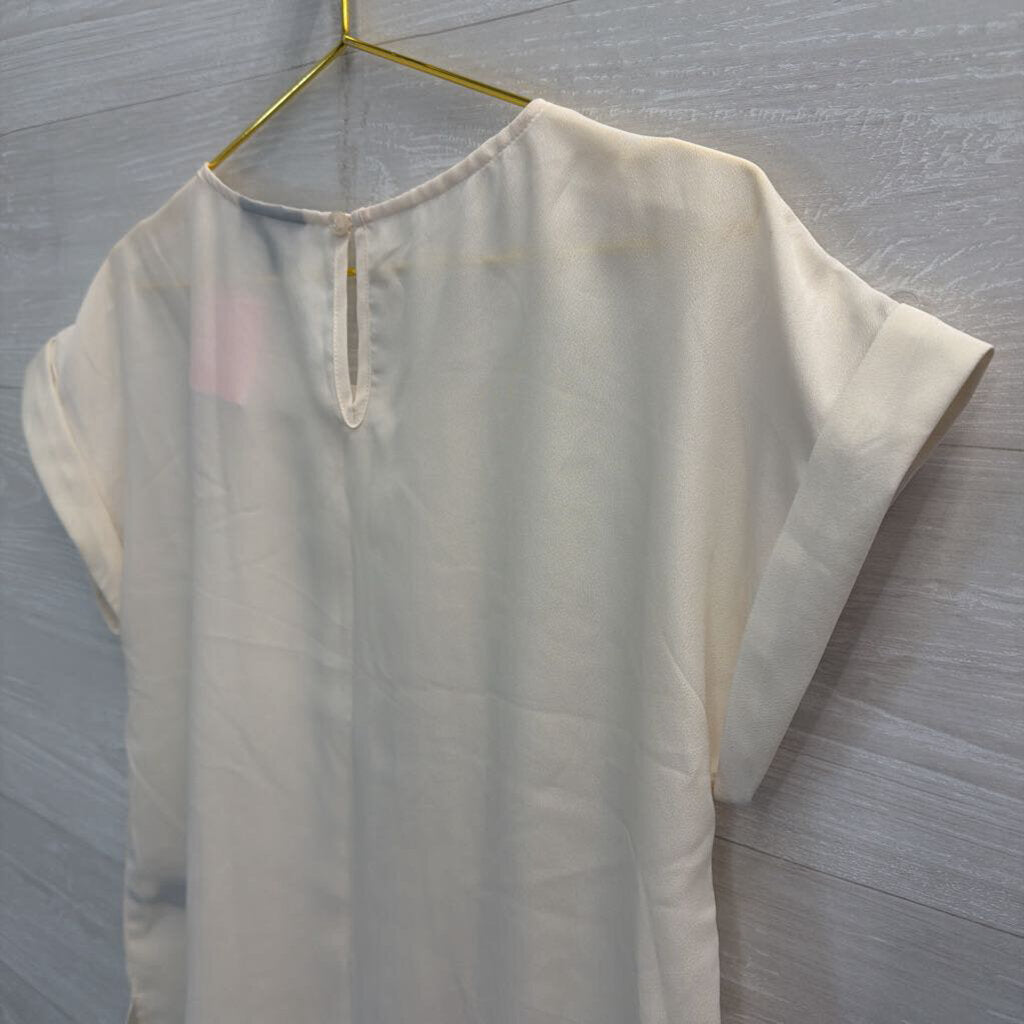 Jason Wu for Target Cream Short Sleeve Pleated Front Top Large