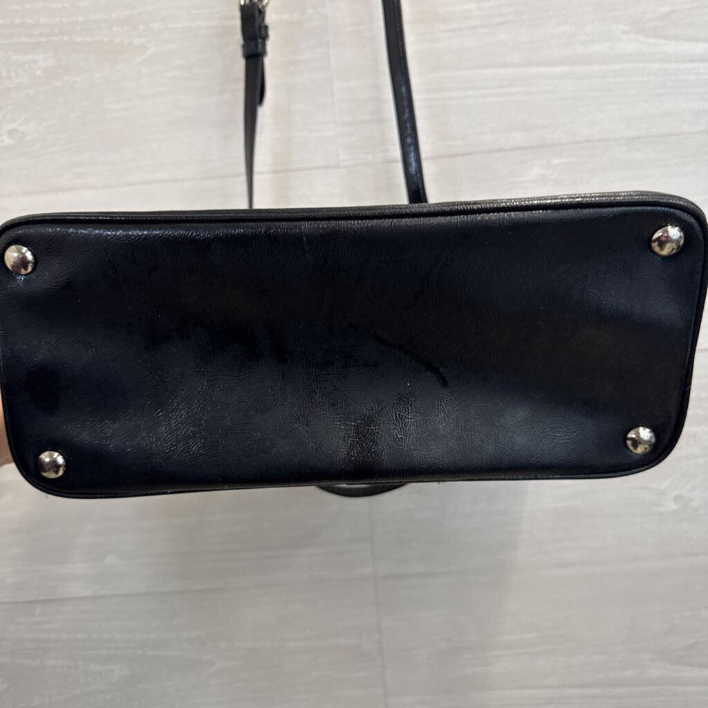 Coach Black/ Burgundy/ White Peyton Cora Glen Plaid Domed Purse