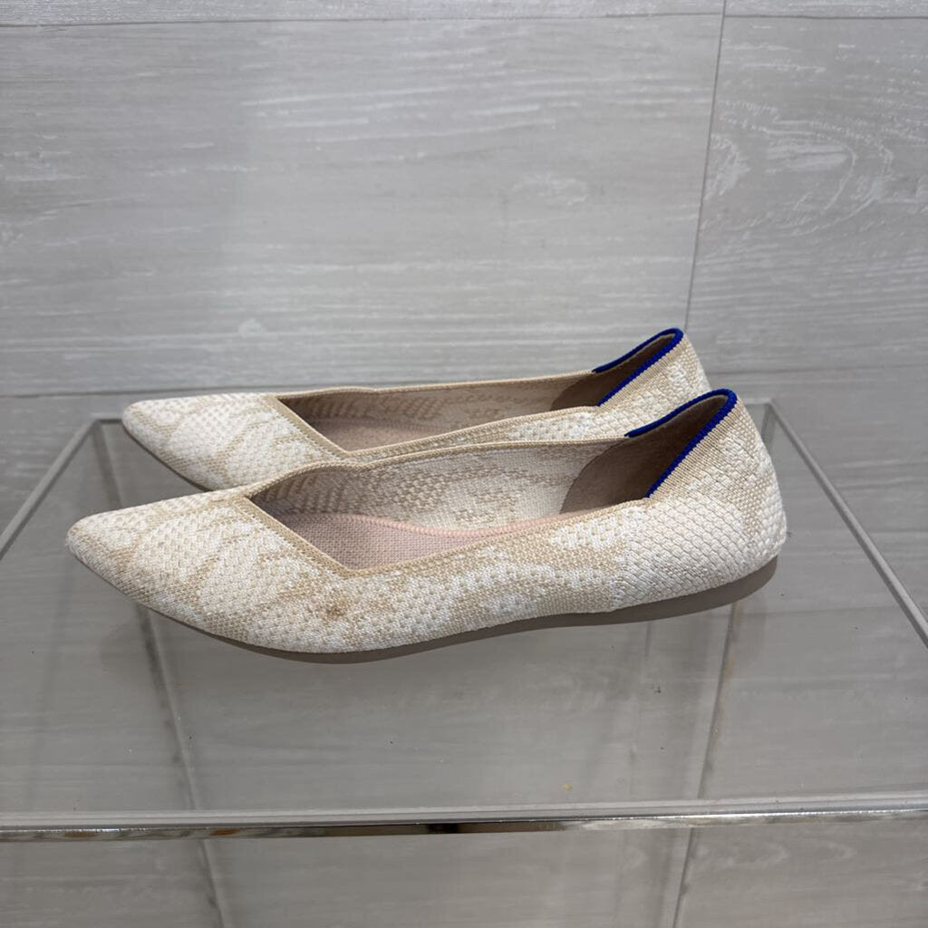 Rothy's Cream/ Beige The Point Diamond Twill Flats 6.5