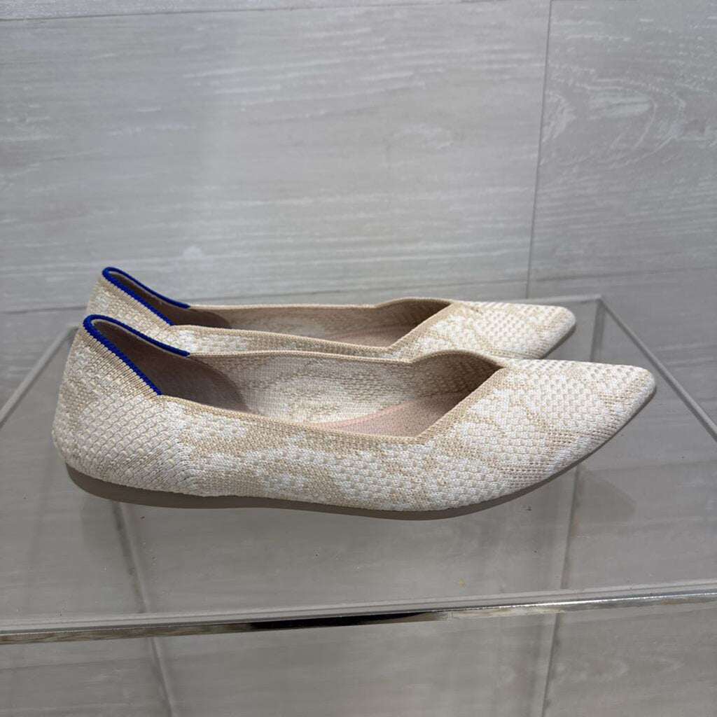 Rothy's Cream/ Beige The Point Diamond Twill Flats 6.5