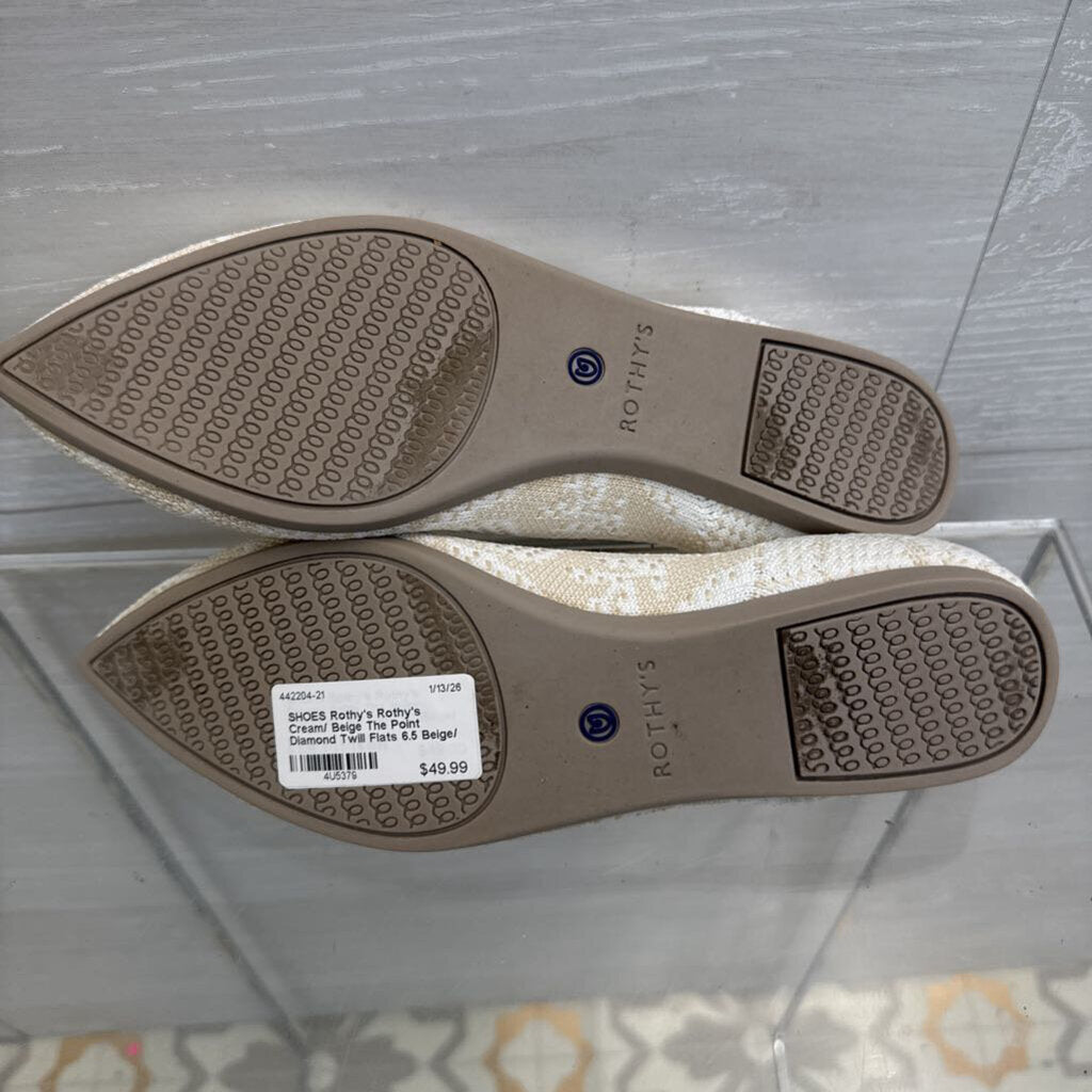 Rothy's Cream/ Beige The Point Diamond Twill Flats 6.5