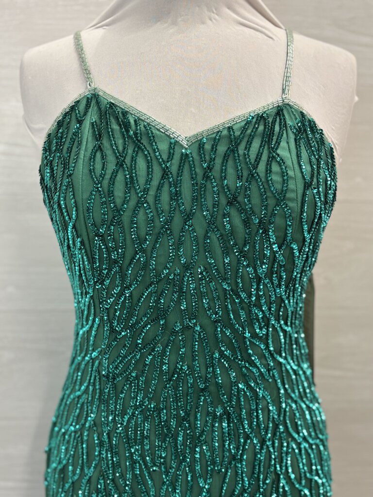 Vintage Mark and John by Gopal Green Sequin Print Long Formal Dress Medium