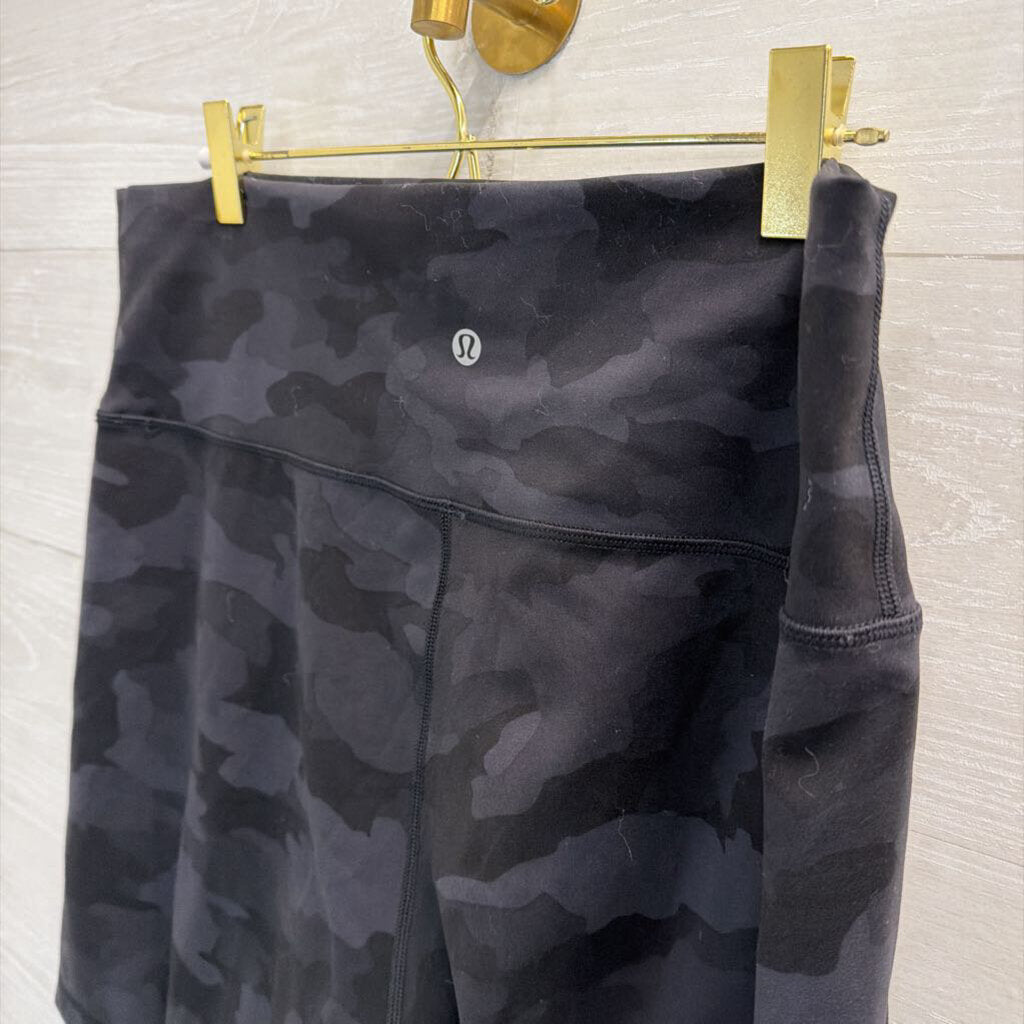 Lululemon Black Camo Print Biker Shorts 14
