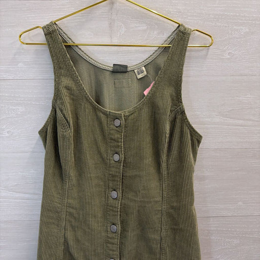 Levi Green Corduroy Button Front Jumper Dress Medium