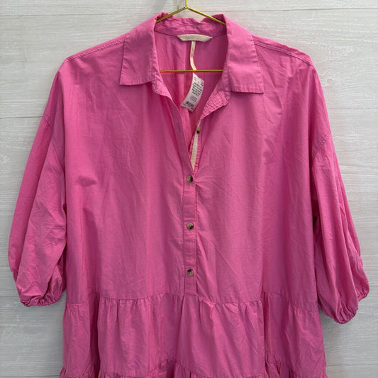 Free People Pink Long Sleeve Misha Mini Dress Small