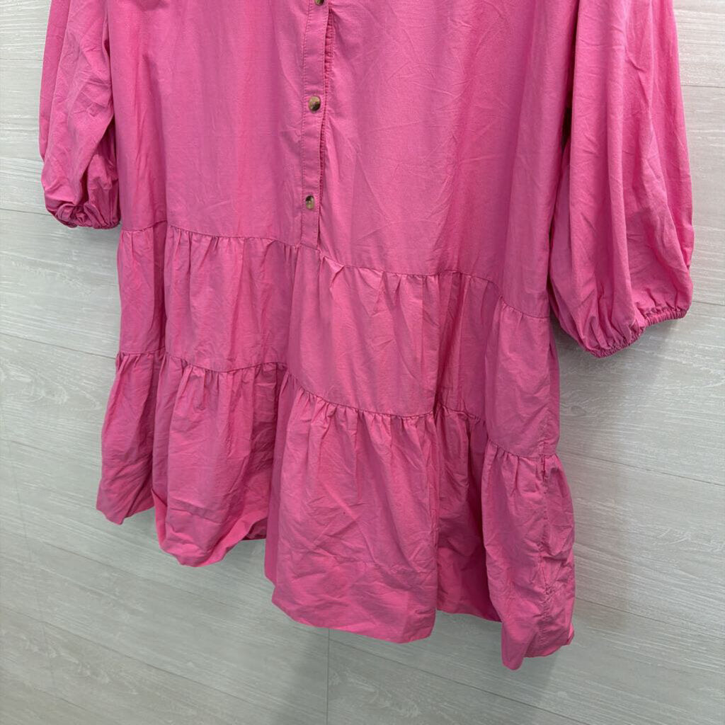 Free People Pink Long Sleeve Misha Mini Dress Small