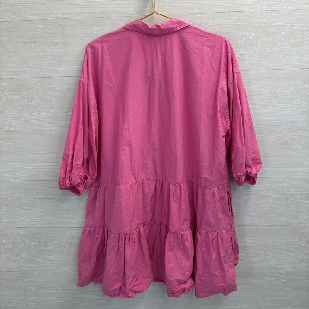 Free People Pink Long Sleeve Misha Mini Dress Small