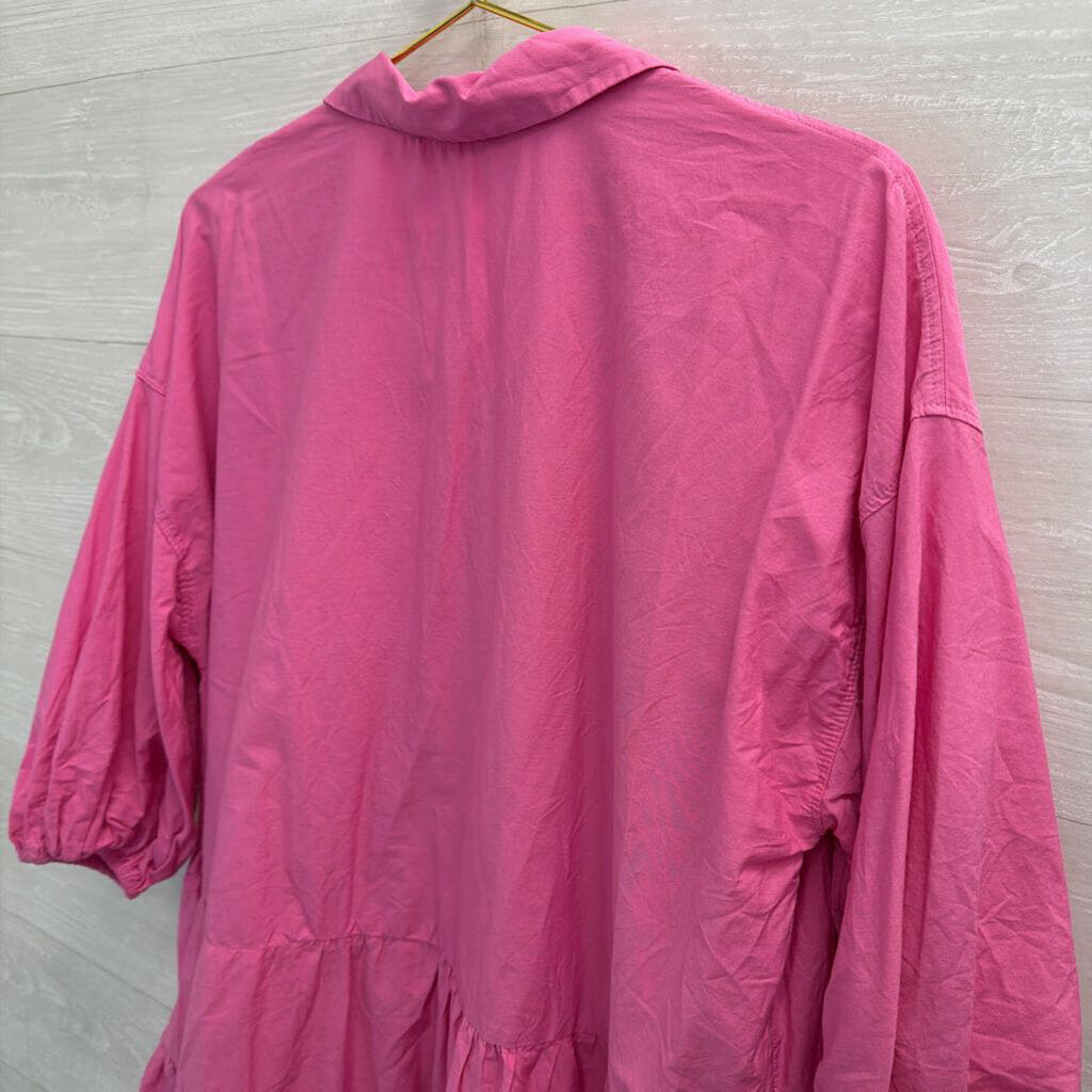 Free People Pink Long Sleeve Misha Mini Dress Small