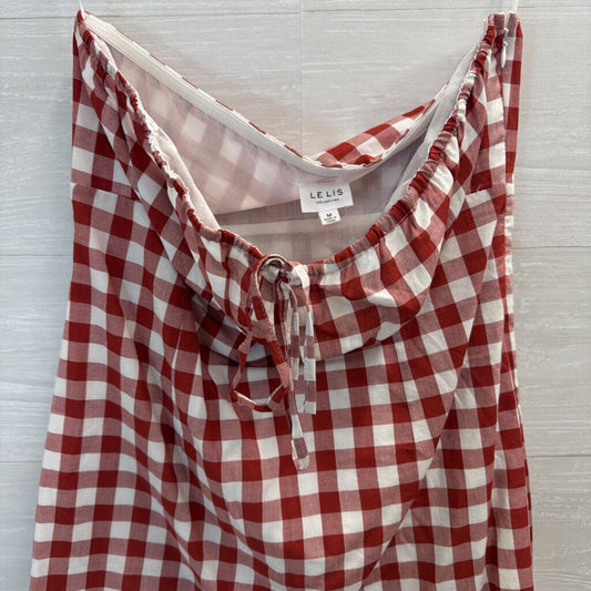 Le Lis Red/ White Gingham Print Strapless Mini Dress Medium