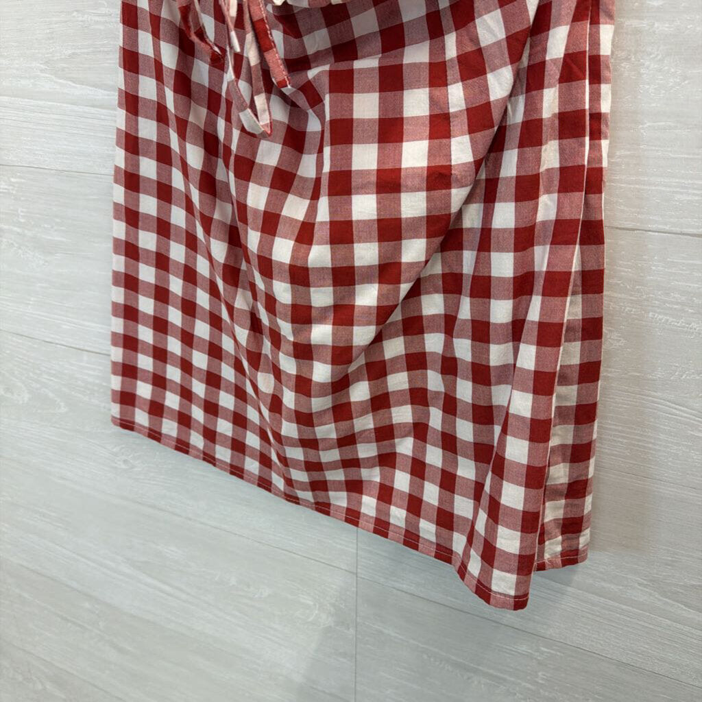 Le Lis Red/ White Gingham Print Strapless Mini Dress Medium