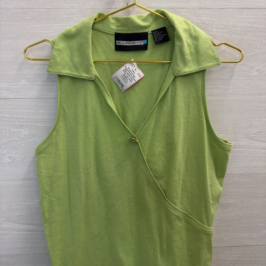 Requirements Green Sleeveless Faux Wrap Top Large