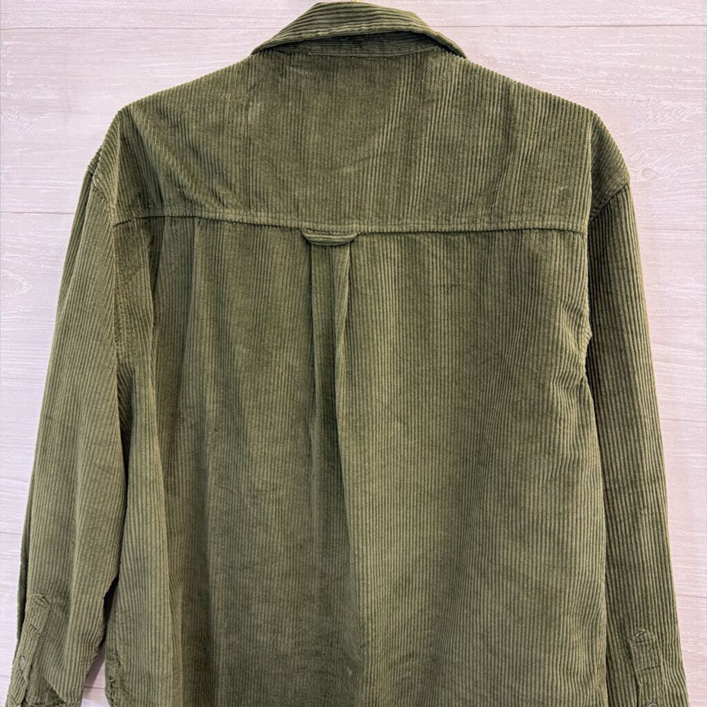 American Eagle Green Corduroy Long Sleeve Button Down Top Medium