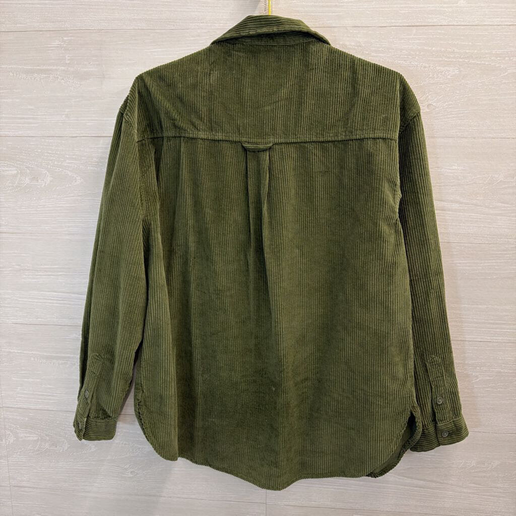 American Eagle Green Corduroy Long Sleeve Button Down Top Medium