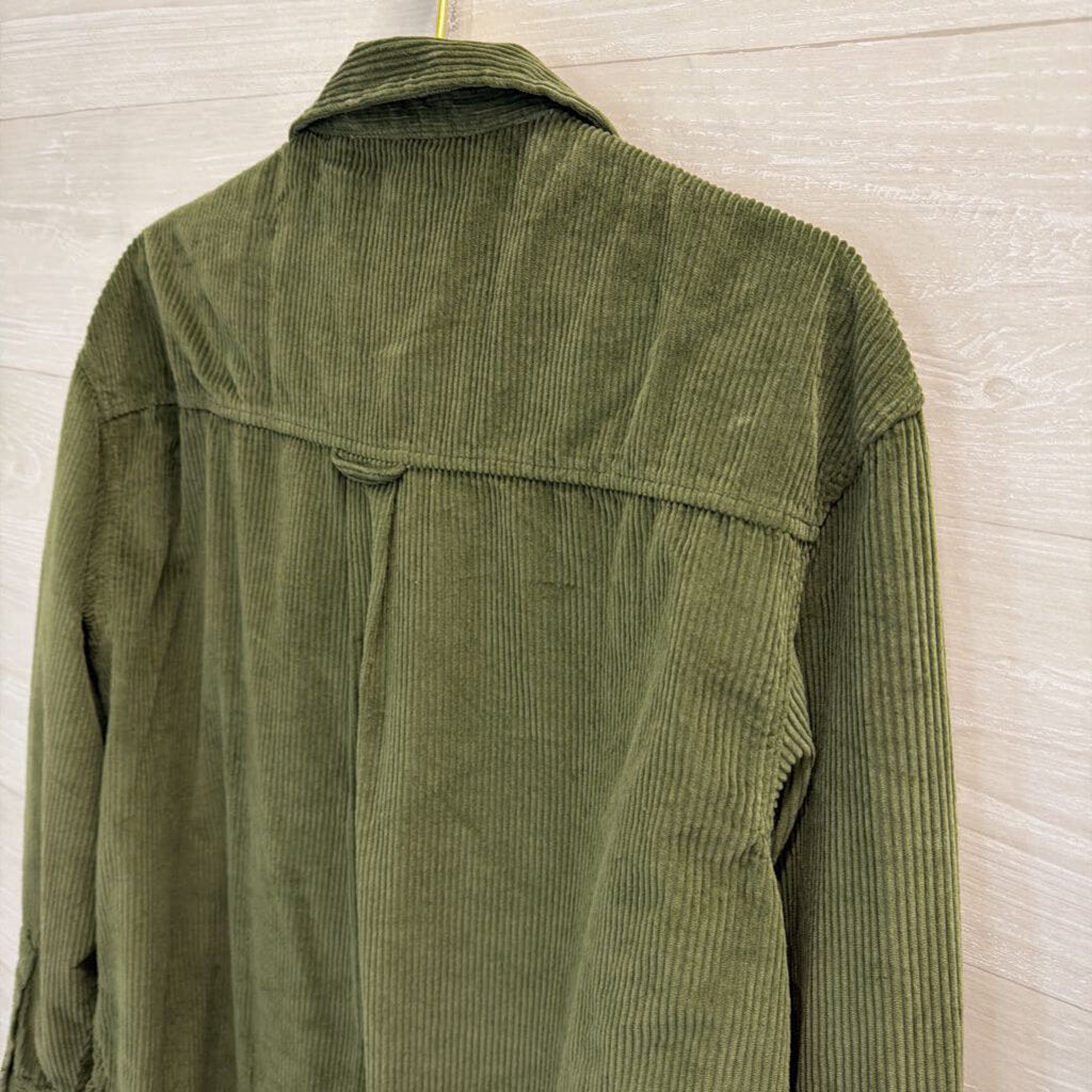 American Eagle Green Corduroy Long Sleeve Button Down Top Medium