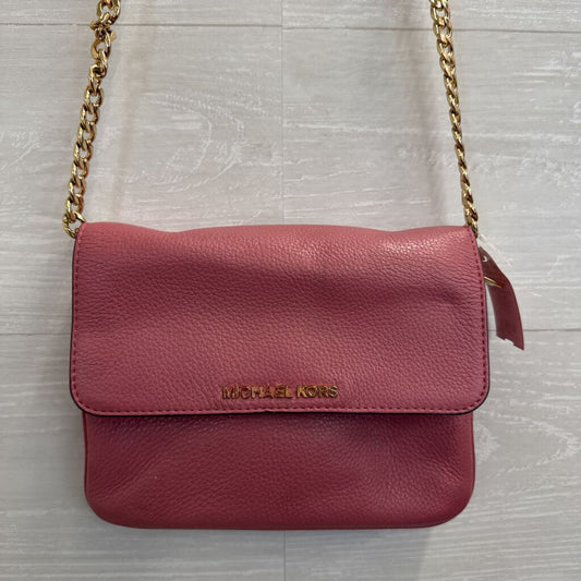 Michael Kors Pink Pebbled Leather Bedford Small Crossbody Purse