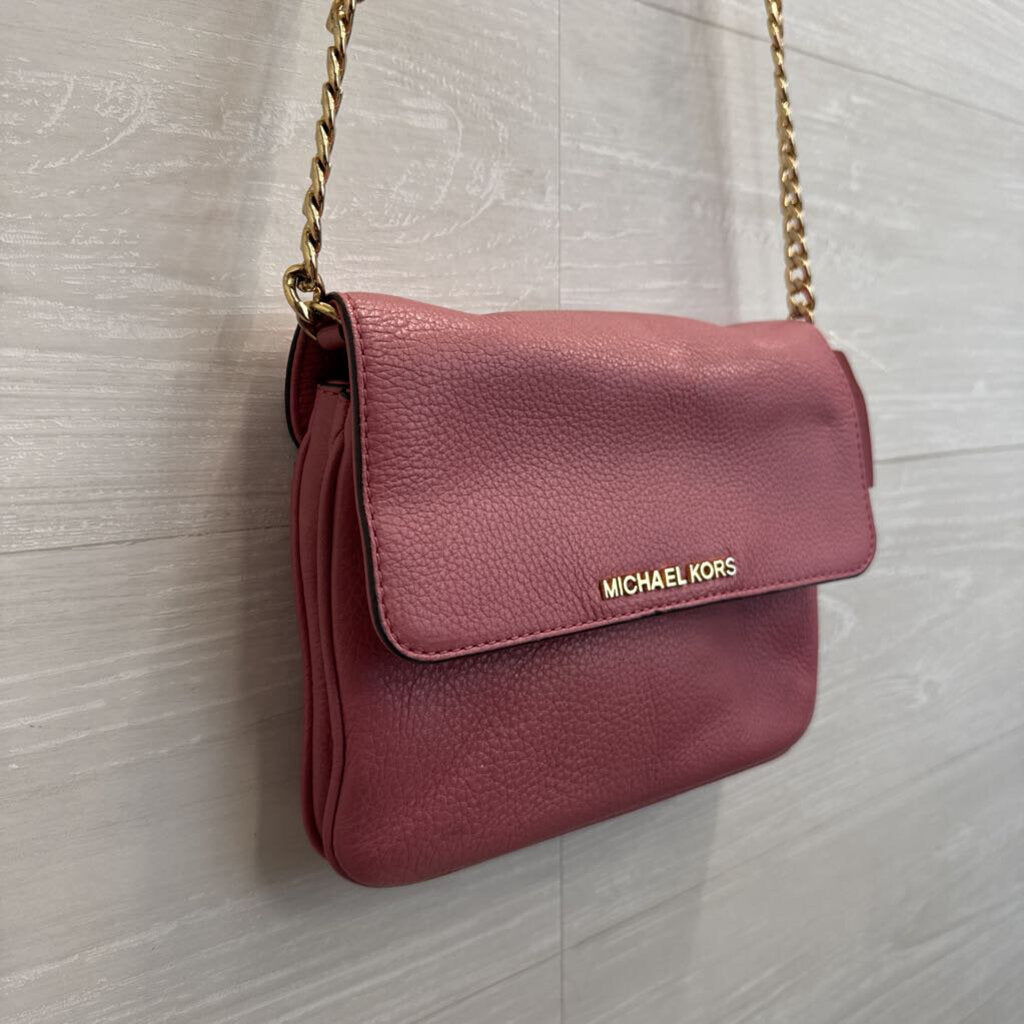 Michael Kors Pink Pebbled Leather Bedford Small Crossbody Purse