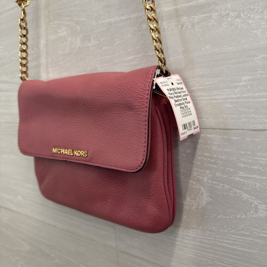 Michael Kors Pink Pebbled Leather Bedford Small Crossbody Purse