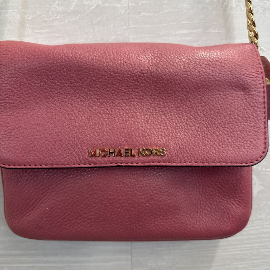Michael Kors Pink Pebbled Leather Bedford Small Crossbody Purse