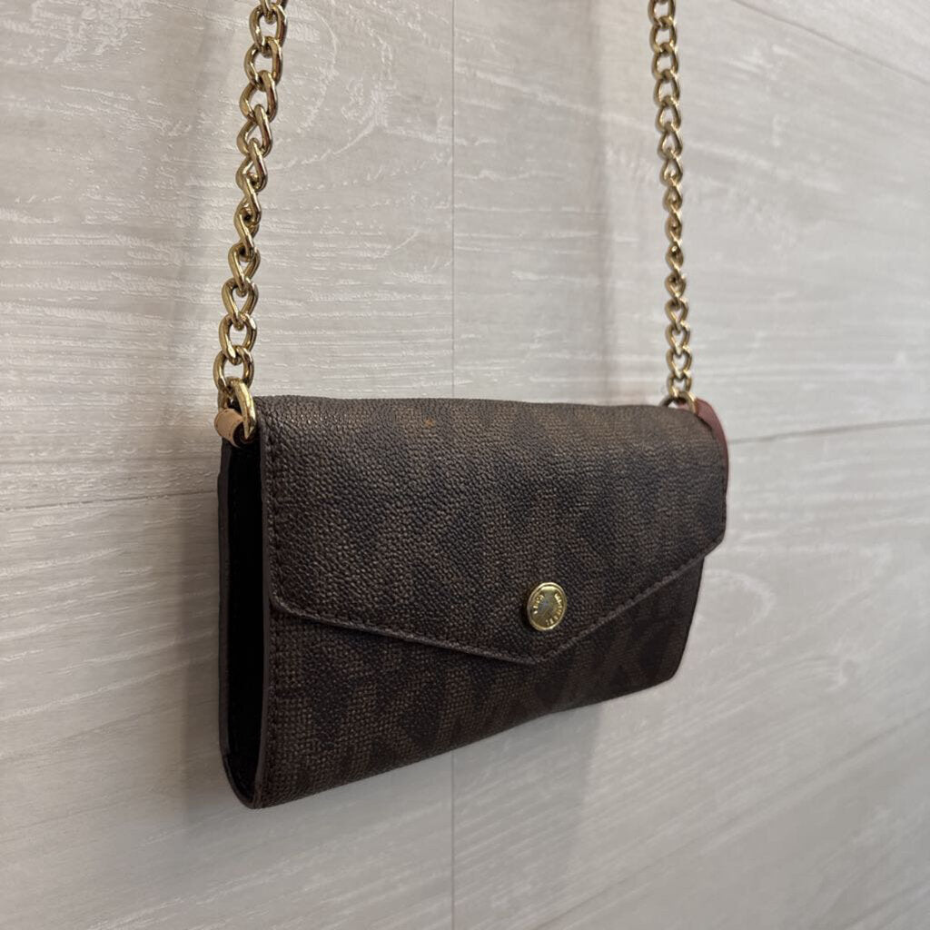 Michael Kors Brown Jet Set Signature Convertible Phone Crossbody Purse/ Wallet