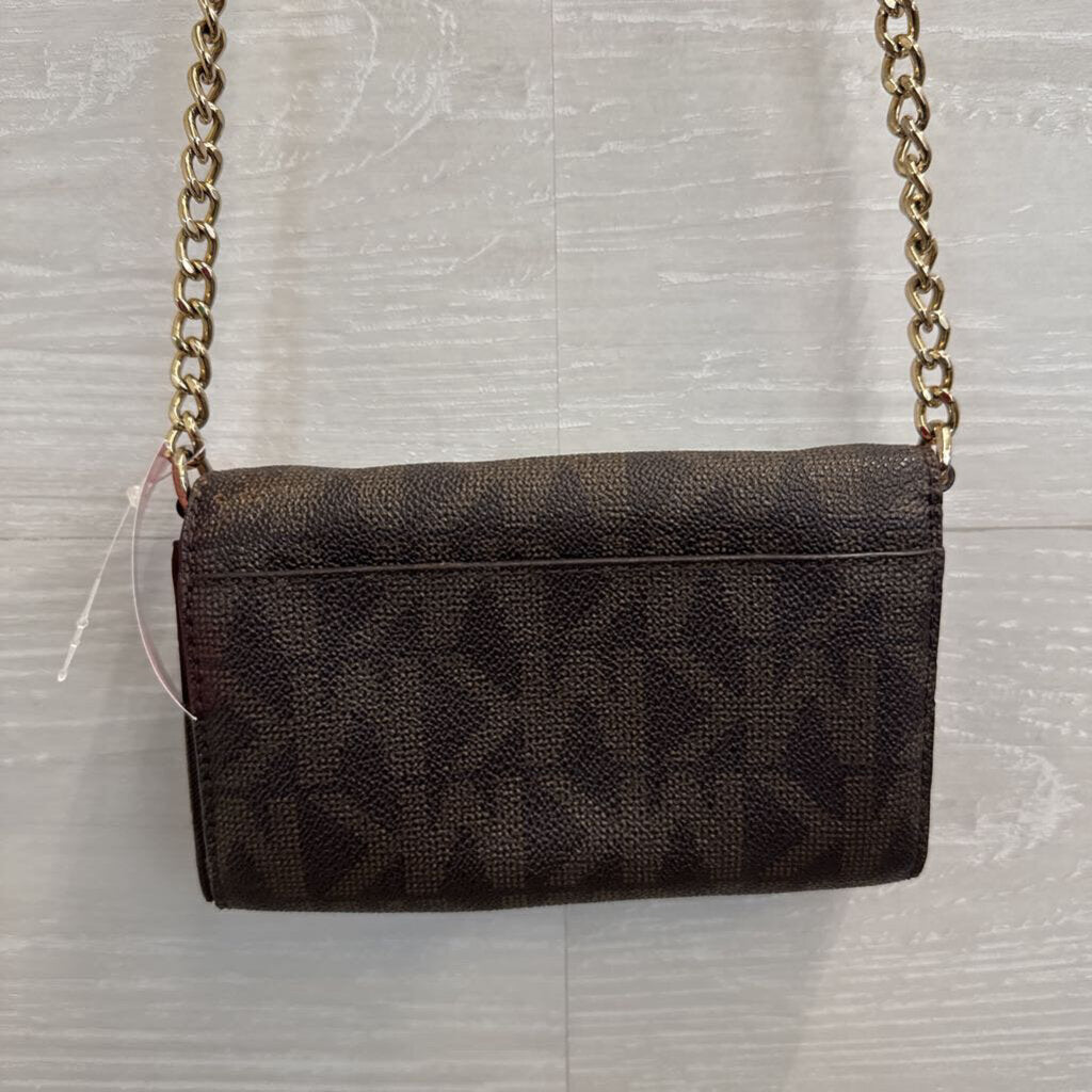 Michael Kors Brown Jet Set Signature Convertible Phone Crossbody Purse/ Wallet