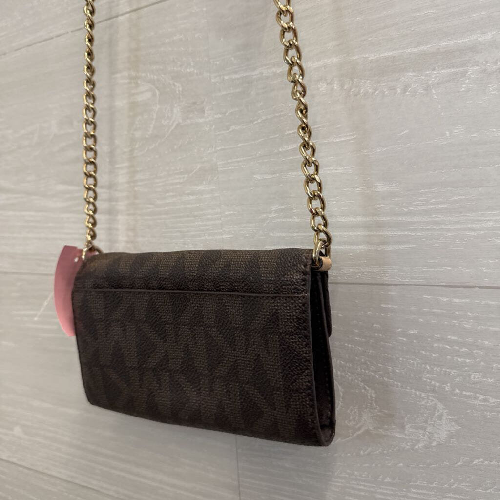 Michael Kors Brown Jet Set Signature Convertible Phone Crossbody Purse/ Wallet