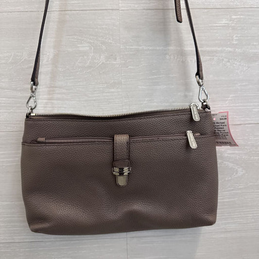 Michael Kors Grey Pebbled Leather Mercer Large Snap Pocket Crossbody Purse