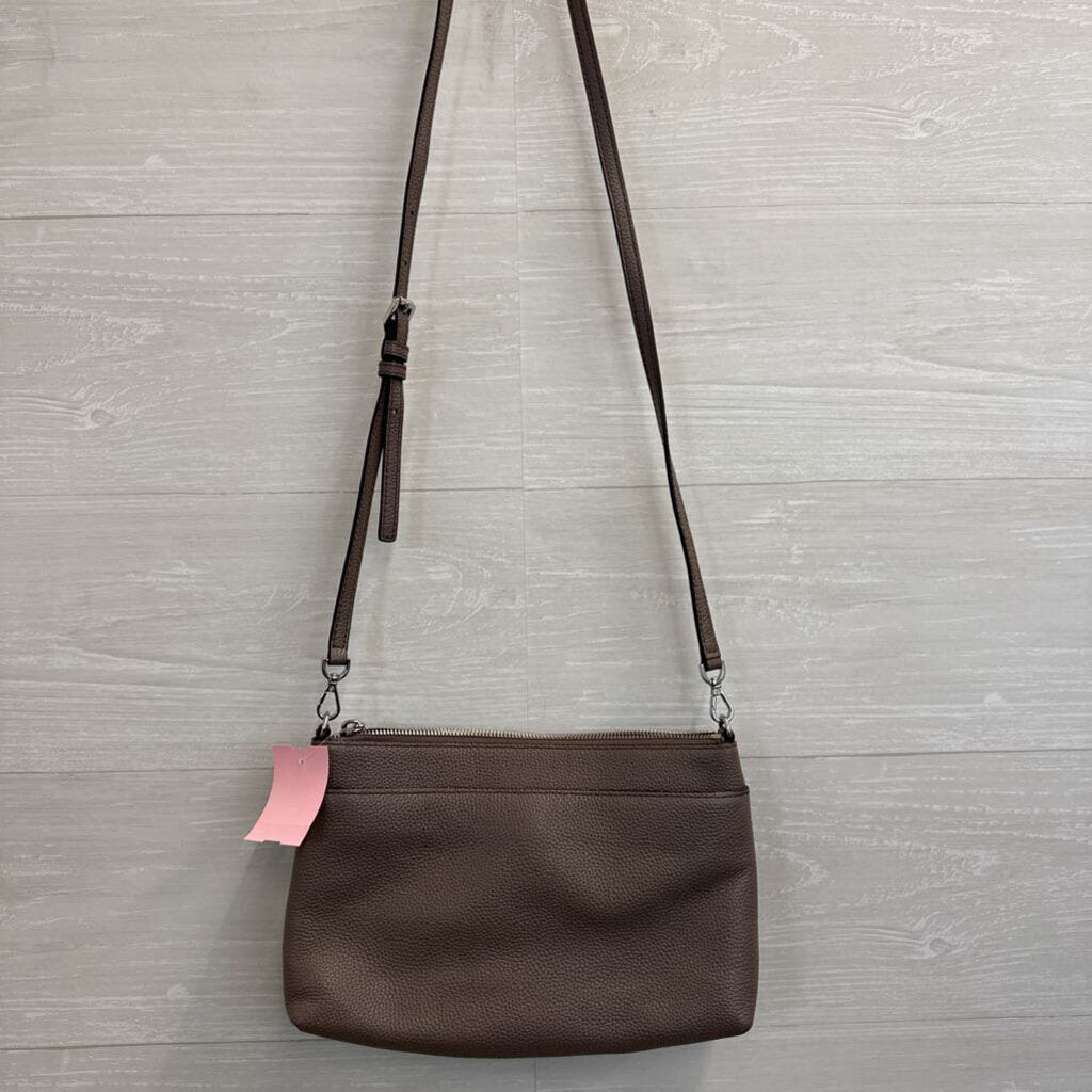 Michael Kors Grey Pebbled Leather Mercer Large Snap Pocket Crossbody Purse