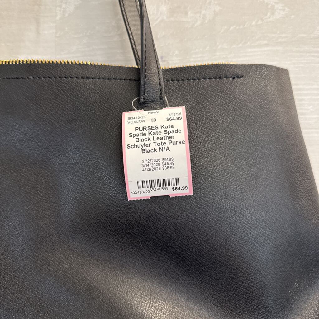 Kate Spade Black Leather Schuyler Tote Purse
