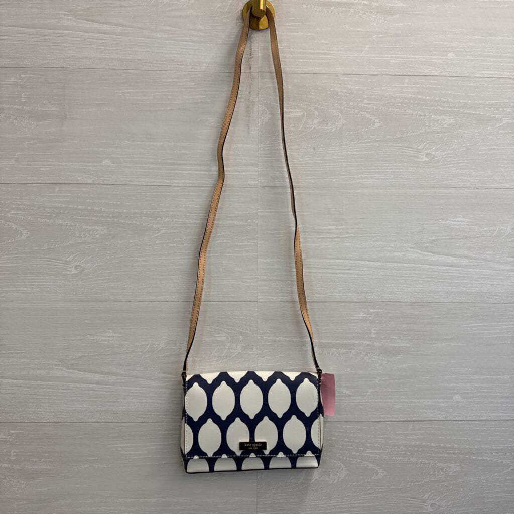 Kate Spade Navy/ White French Lemon Print Grant Street Crossbody Purse