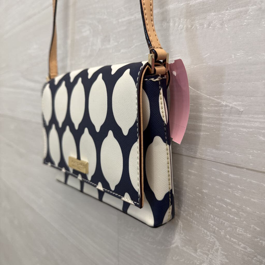 Kate Spade Navy/ White French Lemon Print Grant Street Crossbody Purse