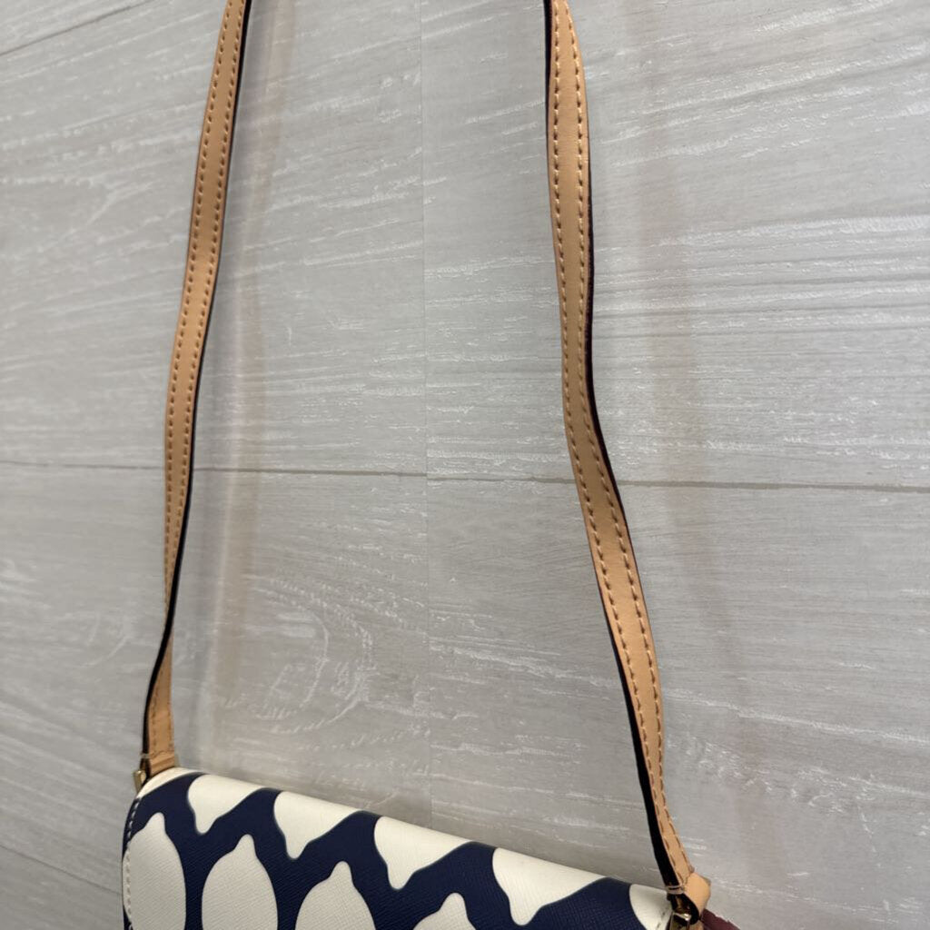 Kate Spade Navy/ White French Lemon Print Grant Street Crossbody Purse