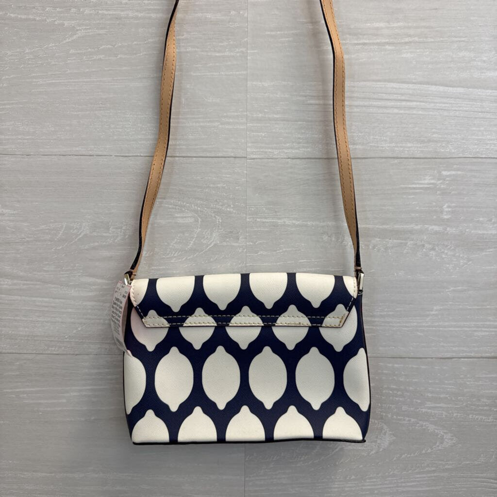 Kate Spade Navy/ White French Lemon Print Grant Street Crossbody Purse