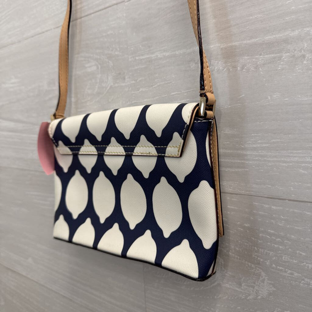 Kate Spade Navy/ White French Lemon Print Grant Street Crossbody Purse