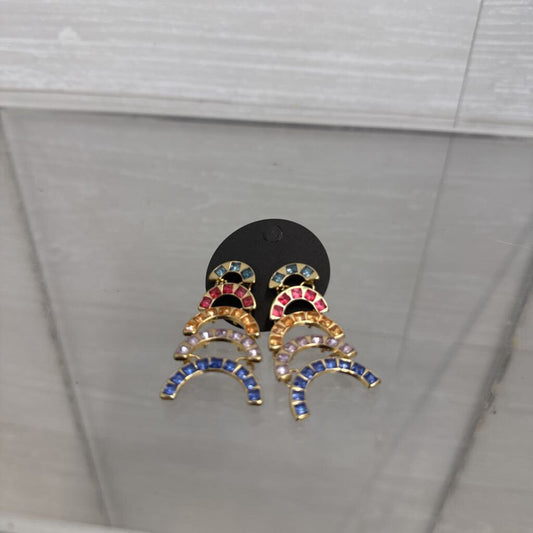 Gold/ Multi Color Stone Drop Earrings