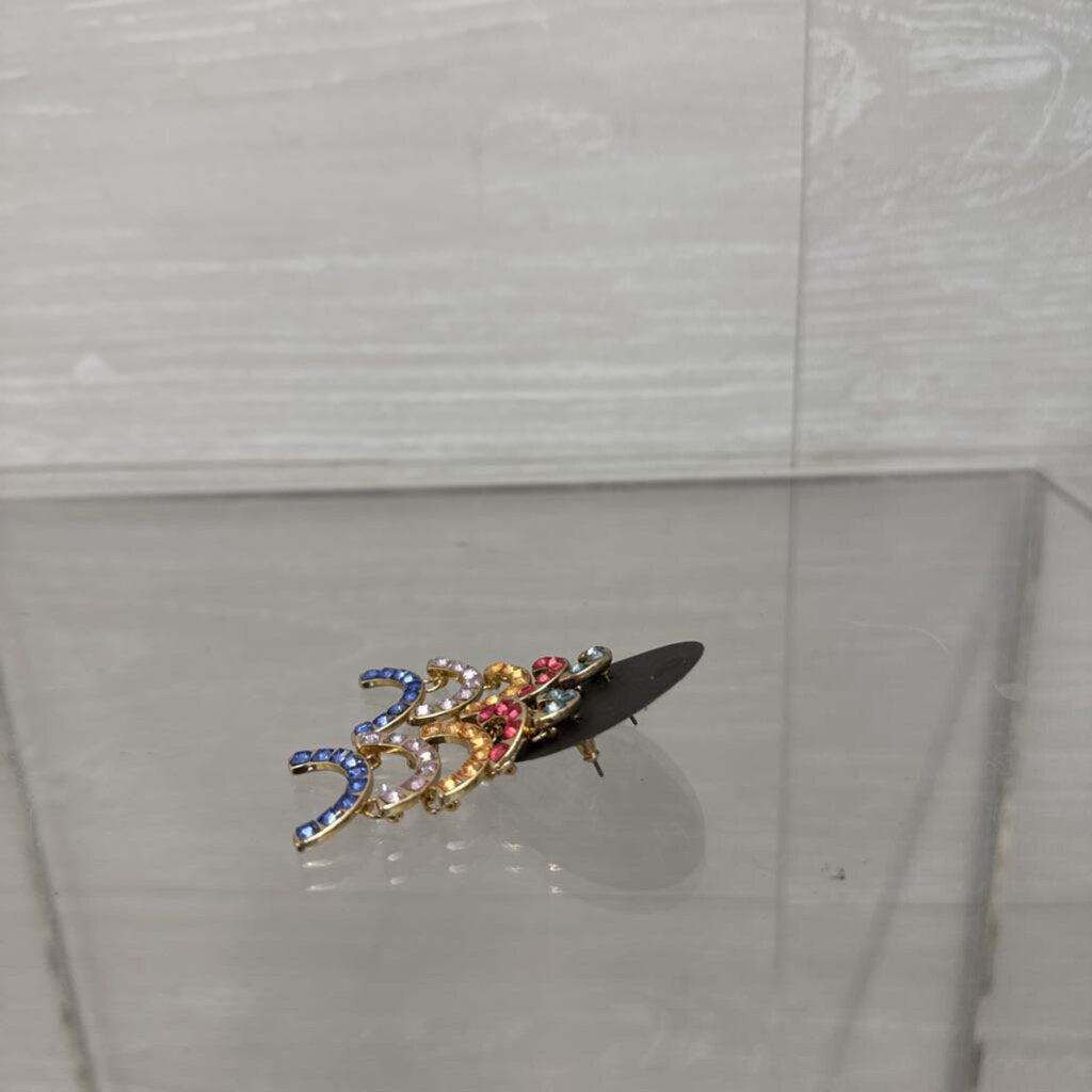 Gold/ Multi Color Stone Drop Earrings