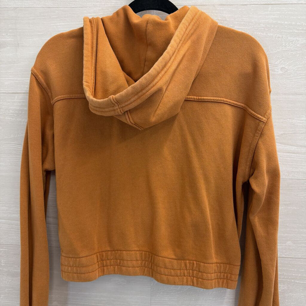 Aerie Brown Cropped Cargo Style Zip Up Hoodie Extra Small