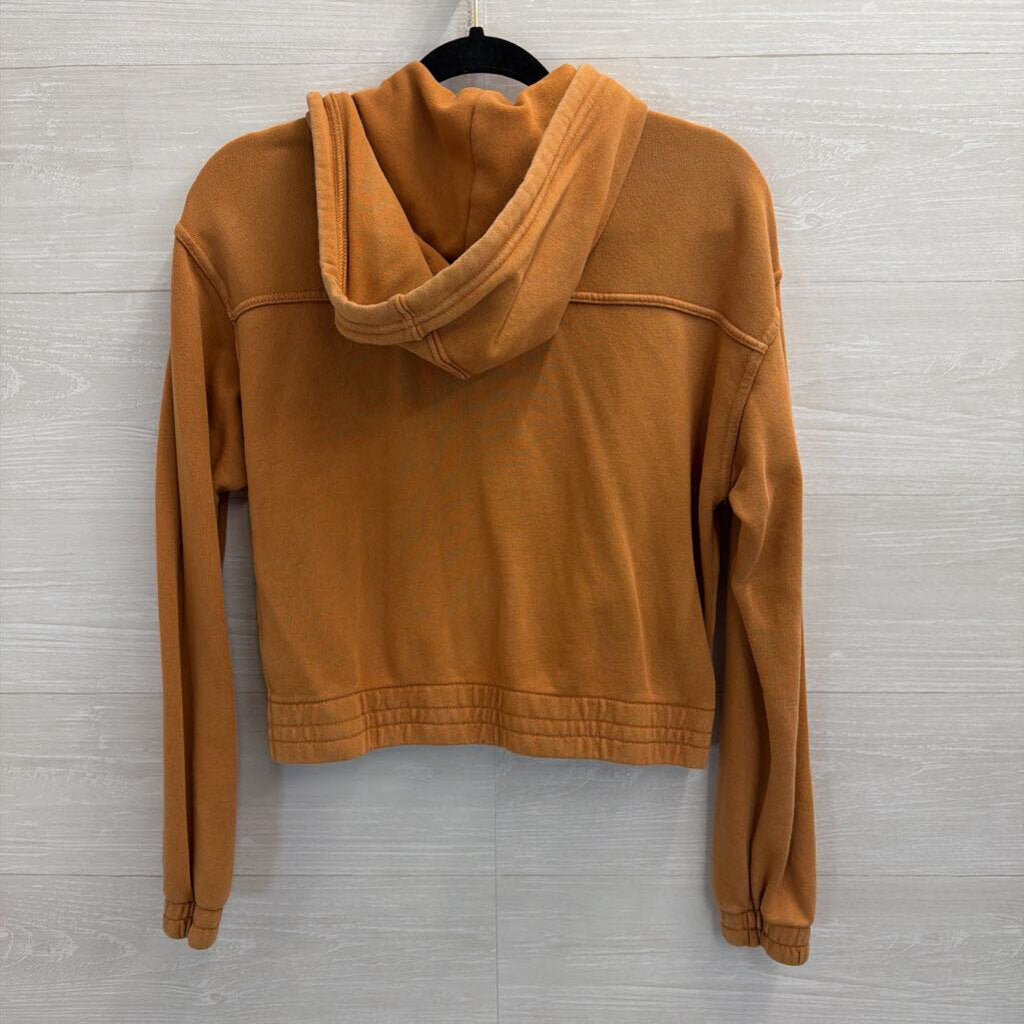 Aerie Brown Cropped Cargo Style Zip Up Hoodie Extra Small