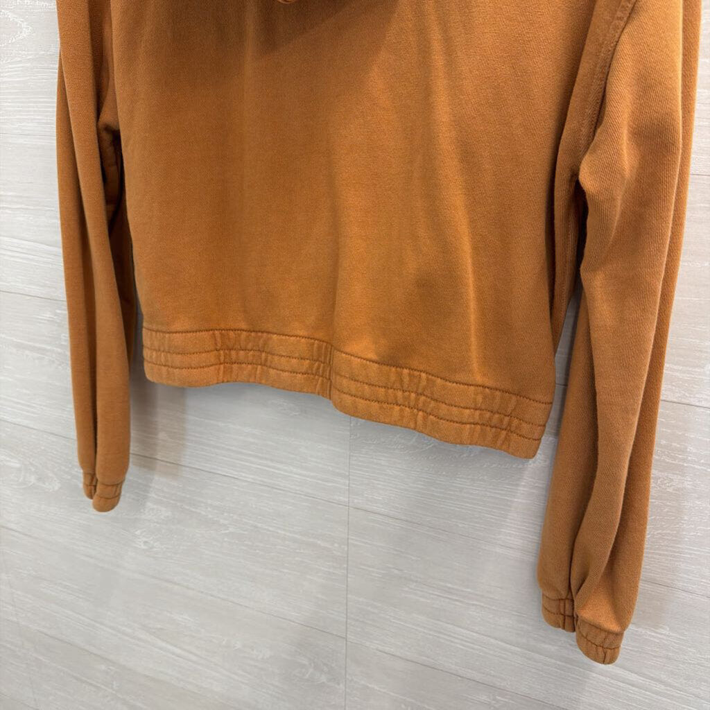 Aerie Brown Cropped Cargo Style Zip Up Hoodie Extra Small