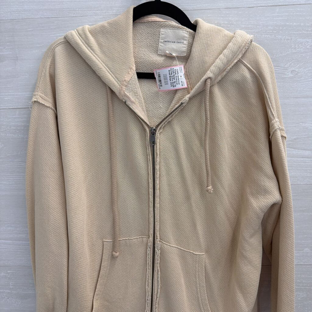 American Eagle Beige Zip Up Hoodie Extra Small/ Small