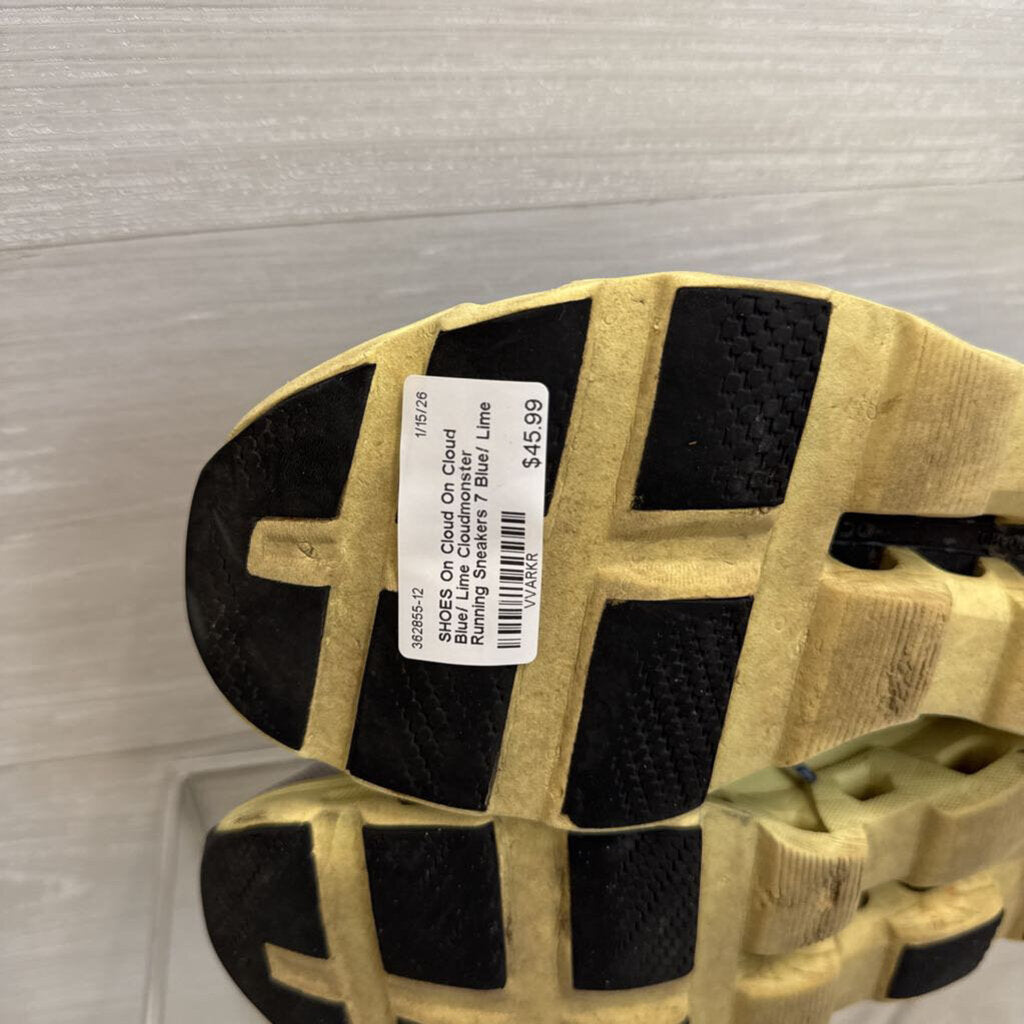 On Cloud Blue/ Lime Cloudmonster Running Sneakers 7