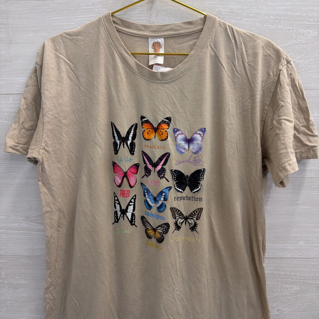Grey/ Multi Taylor Swift Butterfly Short Sleeve Graphic Tee XXL