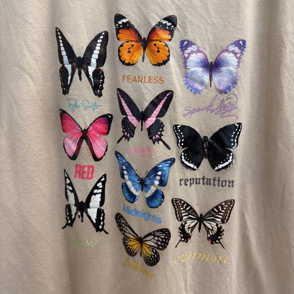 Grey/ Multi Taylor Swift Butterfly Short Sleeve Graphic Tee XXL