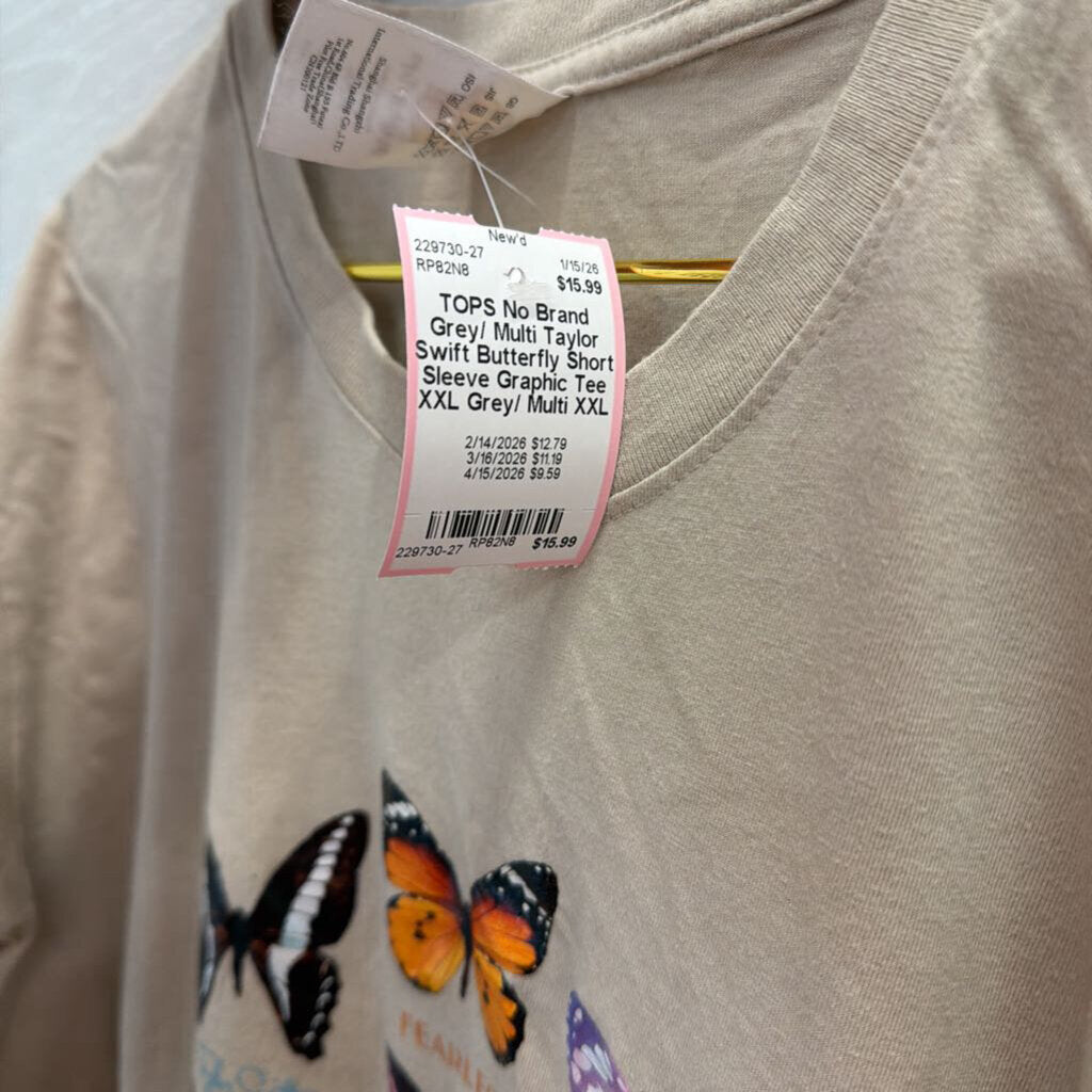 Grey/ Multi Taylor Swift Butterfly Short Sleeve Graphic Tee XXL